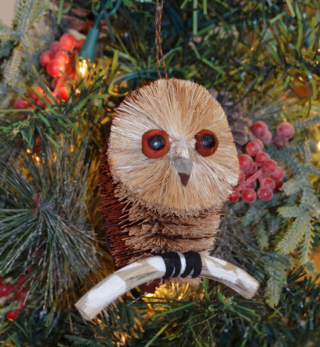 Brushart Bristle Brush Bird Ornament Spotted Owl